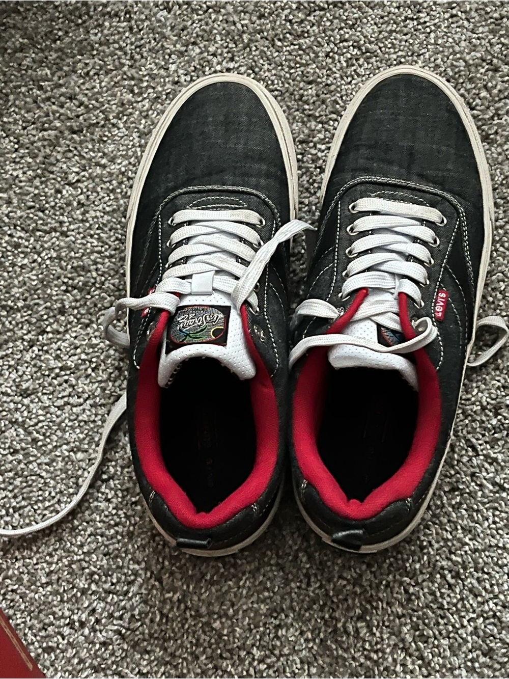 Levi's Men's Black Canvas Sneakers with Red Interior